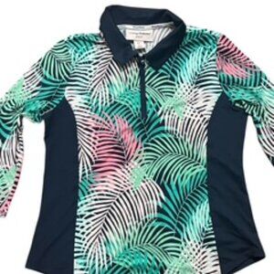 NEW Tommy Bahama 1/4 Zip‎ Golf Shirt Women’s Sz Large 3/4 Sleeves Sports Top NWT